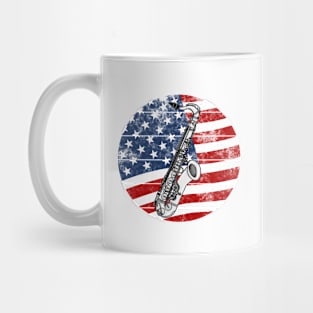 Saxophone USA Flag Saxophonist Musician 4th July Mug